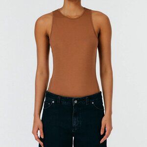 Tibi T-Shirt Crewneck Racerback Bodysuit in Sienna
